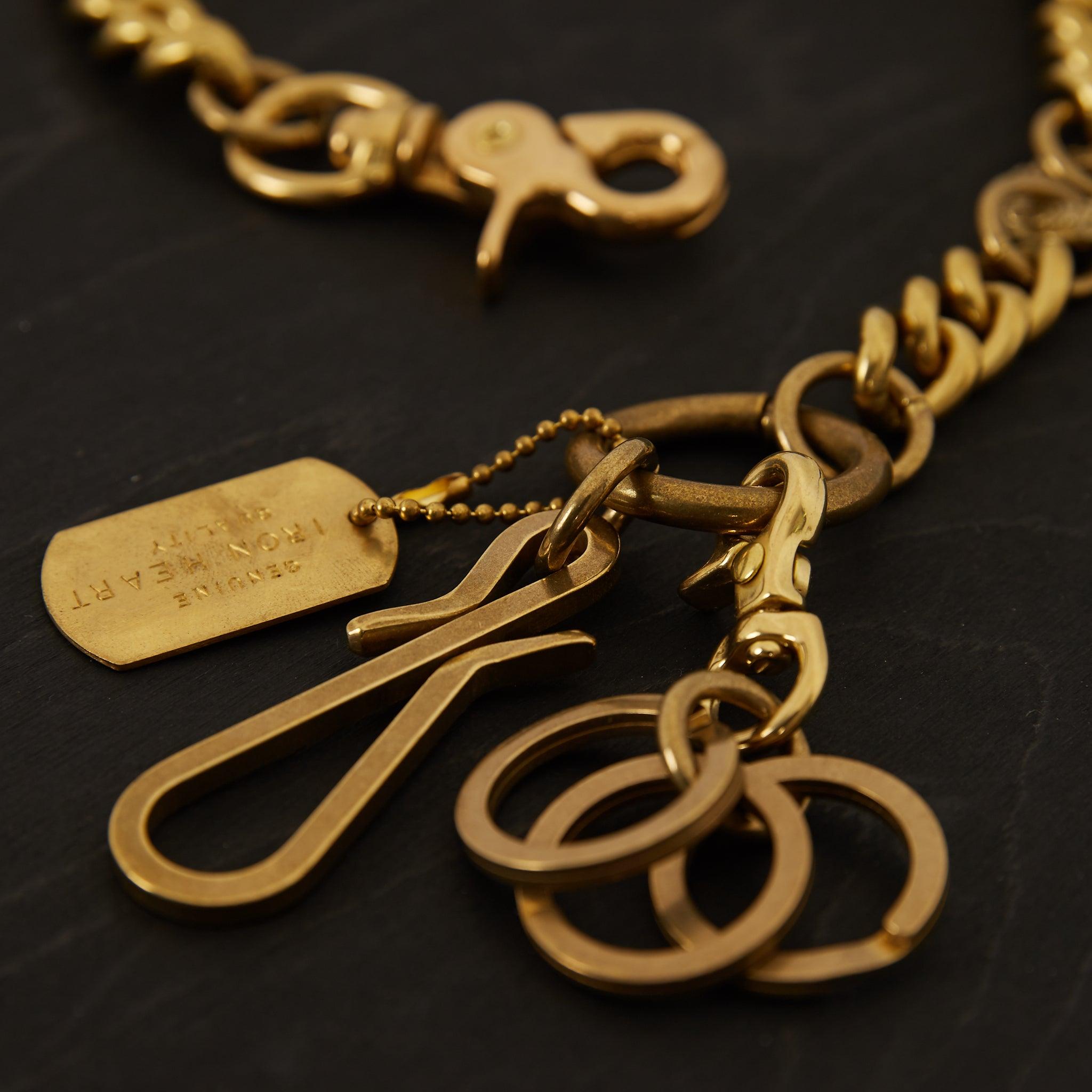 Brass-W6 - Wallet Chain with Hook and Rings Brass
